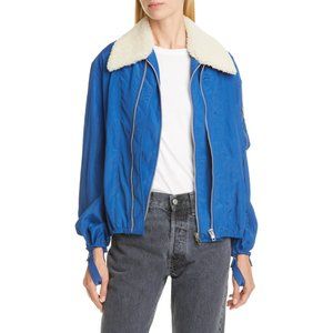 NWT Helmut Lang Shearling Collared Bomber Jacket Light Coat
